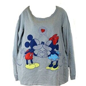Disney Micky Mouse & Minnie Mouse Kissing Pullover Sweatshirt XL